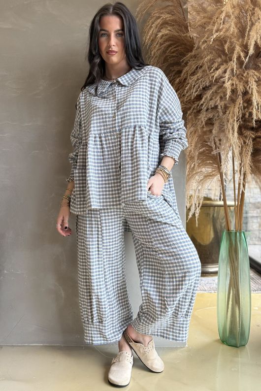 Annie Gingham Quirky 7/8 Pant Denim